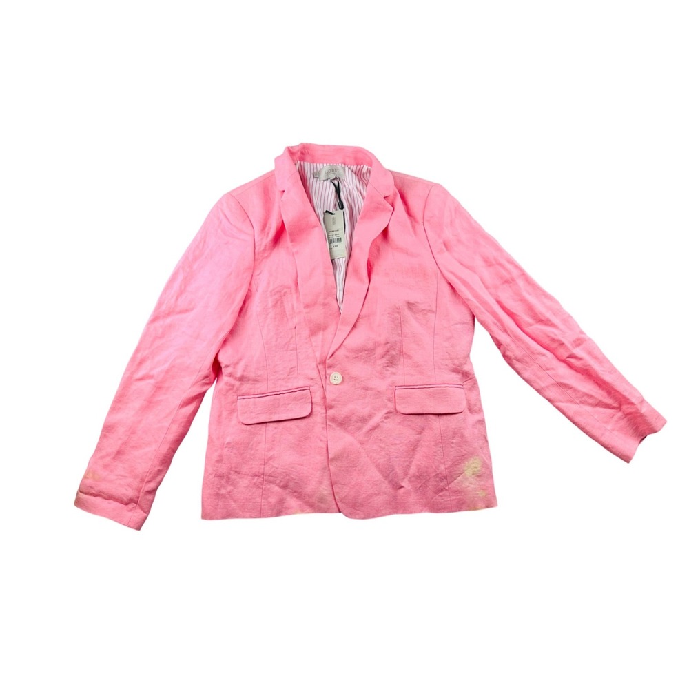 Hobbs Jacket Women US 14 Pink Trent Linen Blazer Tailored Summer Breathable Prep